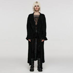 Straight Asymmetric Hem And Side Slits Long Cardigan