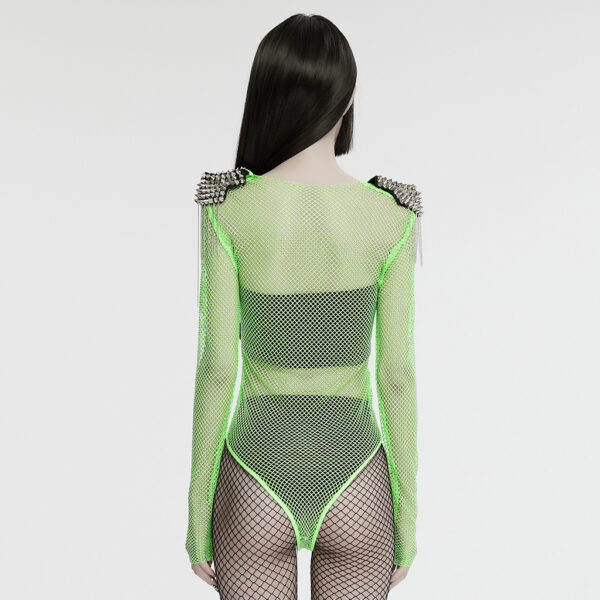 Rhinestone Mesh Punk Bodysuit - Image 12