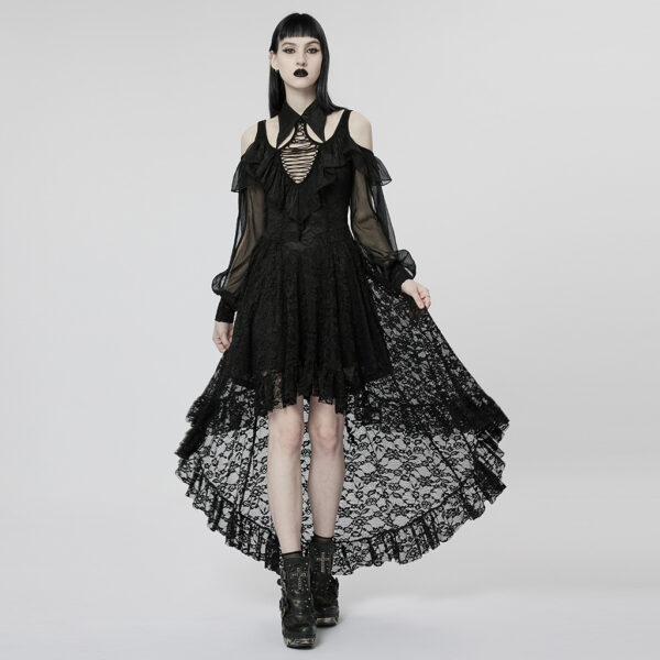 Gothic Dark Lace Chiffon Slim Fit Long Dress