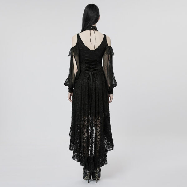 Gothic Dark Lace Chiffon Slim Fit Long Dress - Image 3