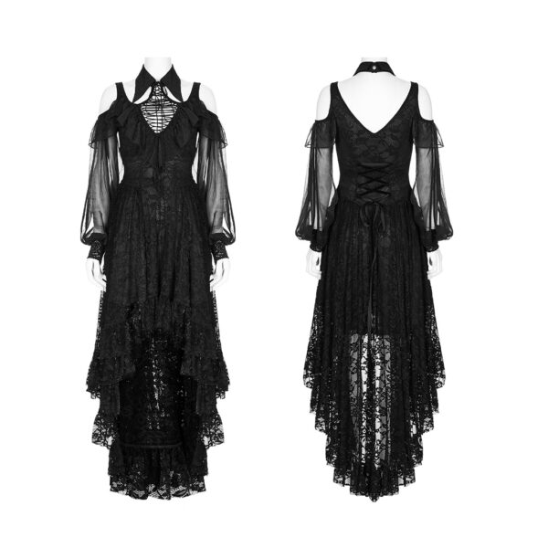 Gothic Dark Lace Chiffon Slim Fit Long Dress - Image 5