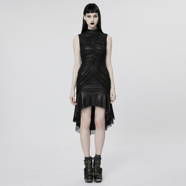 Gothic Mesh Ruffle Slim Dress