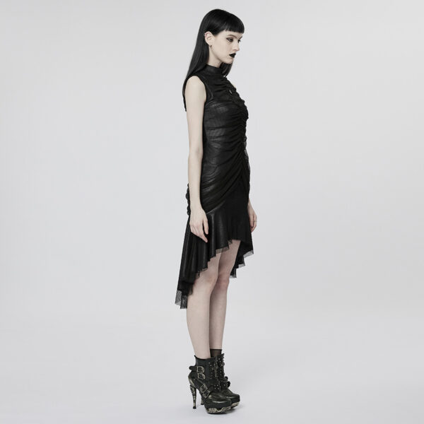 Gothic Mesh Ruffle Slim Dress - Image 2