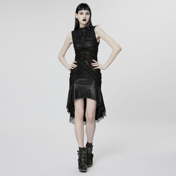 Gothic Mesh Ruffle Slim Dress - Image 4