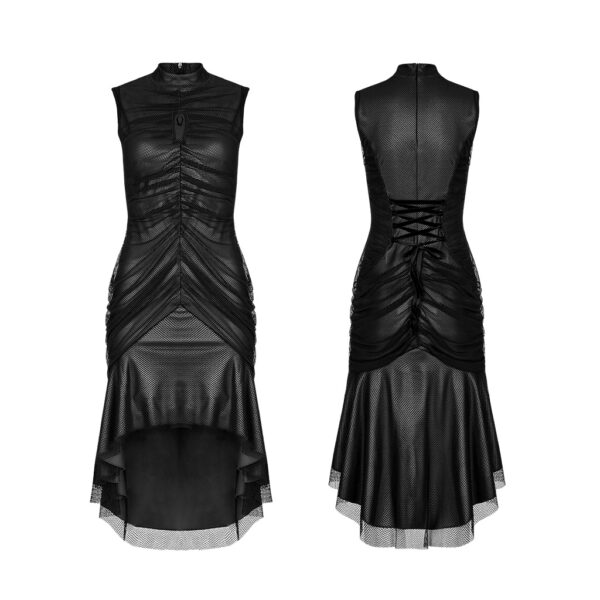 Gothic Mesh Ruffle Slim Dress - Image 5