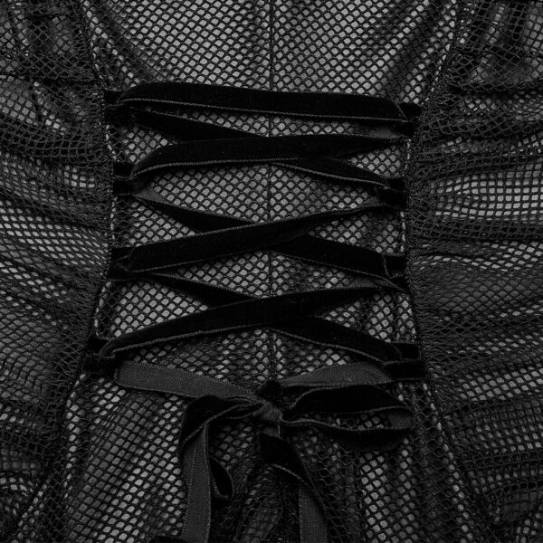 Gothic Mesh Ruffle Slim Dress - Image 7