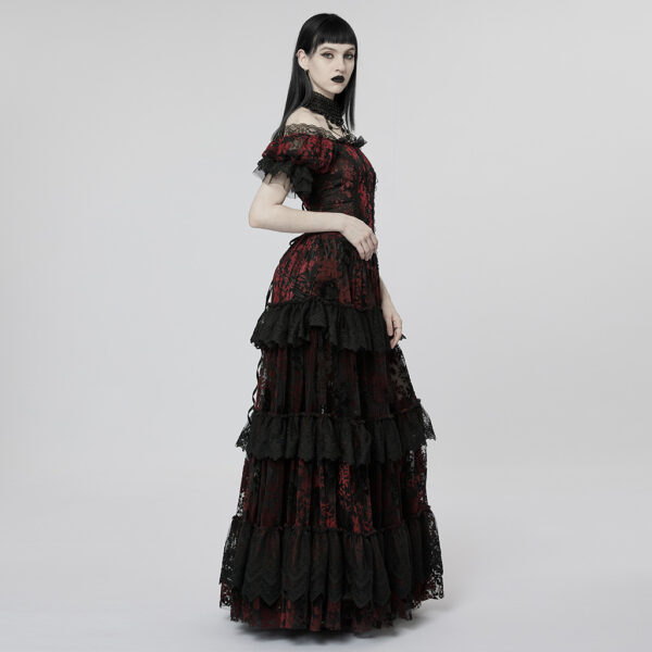 Gothic Lace Flocking Wedding Dress - Image 2