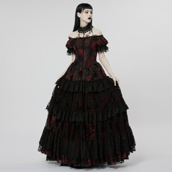 Gothic Lace Flocking Wedding Dress - Image 4