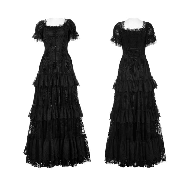 Gothic Lace Flocking Black Wedding Dress - Image 5