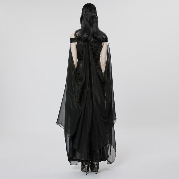 Halter Deep V-Neck High Slit Chiffon Goth Dress - Image 3