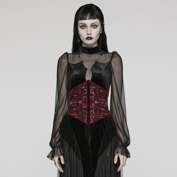 Velvet And Applique Embroidery Goth Retro Corset - Image 9