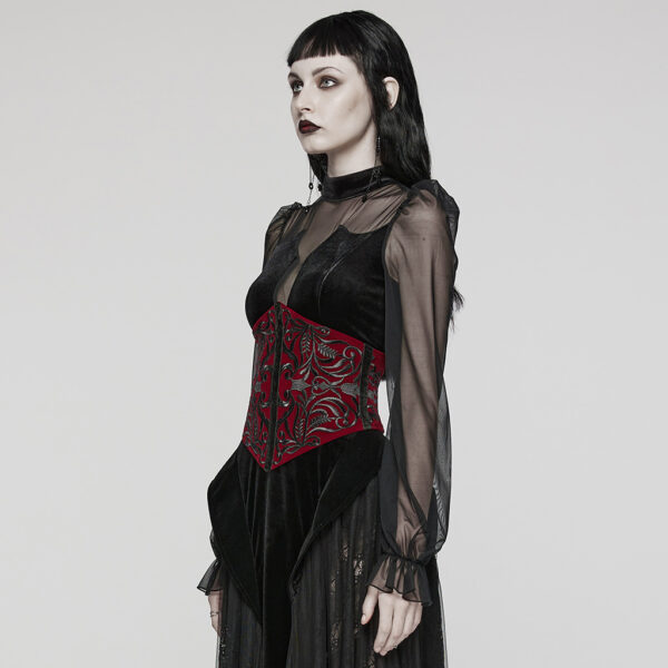 Velvet And Applique Embroidery Goth Retro Corset - Image 10