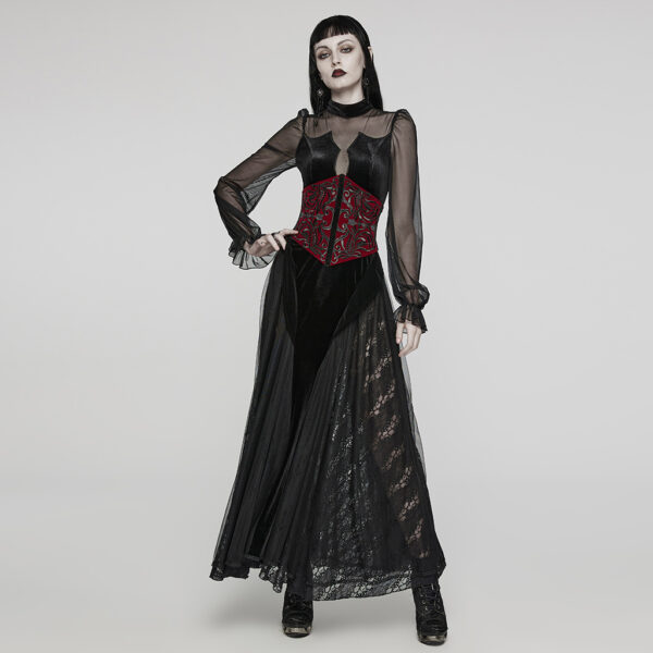 Velvet And Applique Embroidery Goth Retro Corset - Image 12