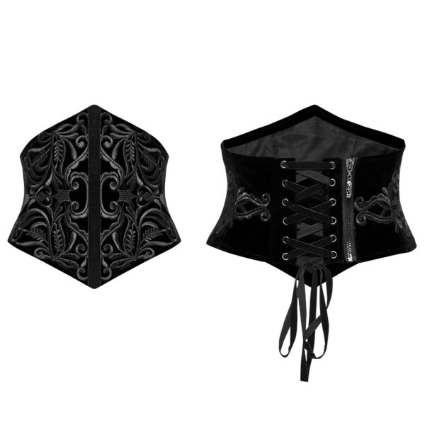 Velvet And Applique Embroidery Goth Retro Corset - Image 5