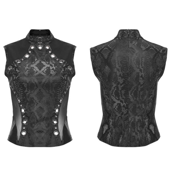 Embellished Waistline Zippered Back Punk Top - Image 5