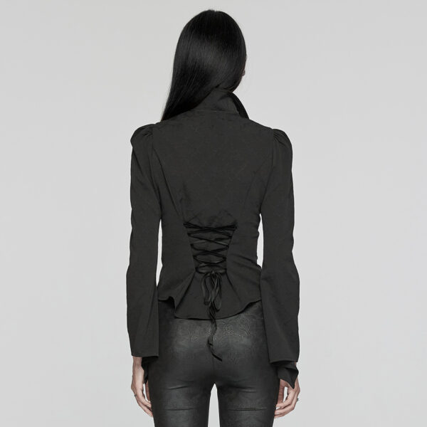 Lace Splicing Goth Double-Collar Shirt - Image 3