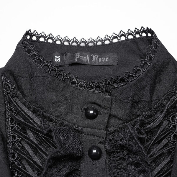 Lace Splicing Goth Double-Collar Shirt - Image 6