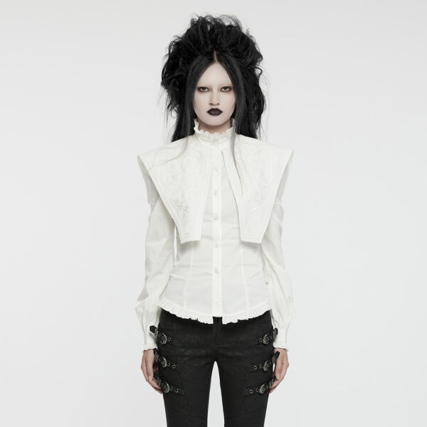 Ruffles Collar Retro Goth Wide Shoulder Shirt - Image 11