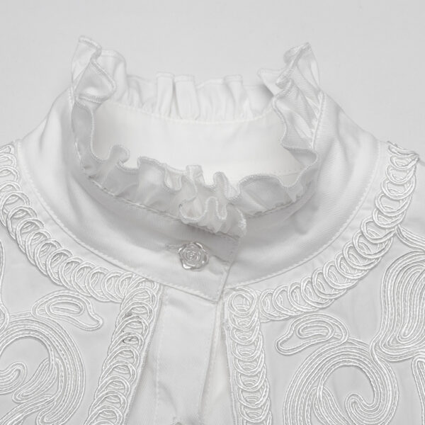 Ruffles Collar Retro Goth Wide Shoulder Shirt - Image 16