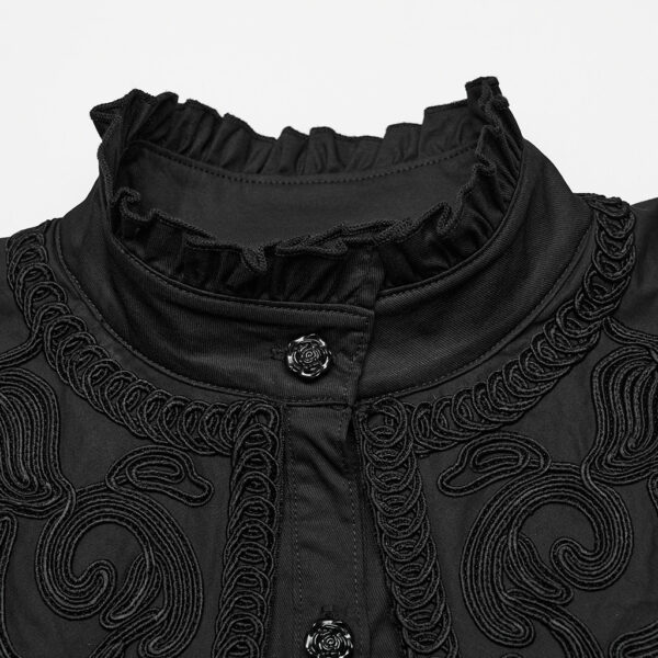 Ruffles Collar Retro Goth Wide Shoulder Shirt - Image 6