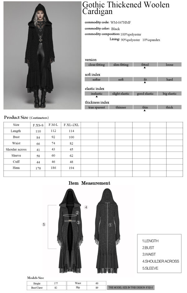 Gothic Thickened Woolen Cardigan - Image 10