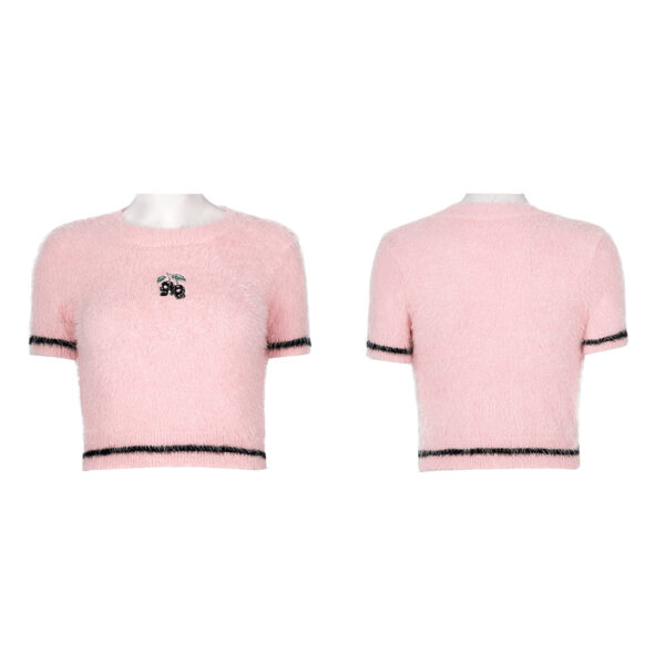 Punk Cherry Skull Crop Pink Sweater - Image 5