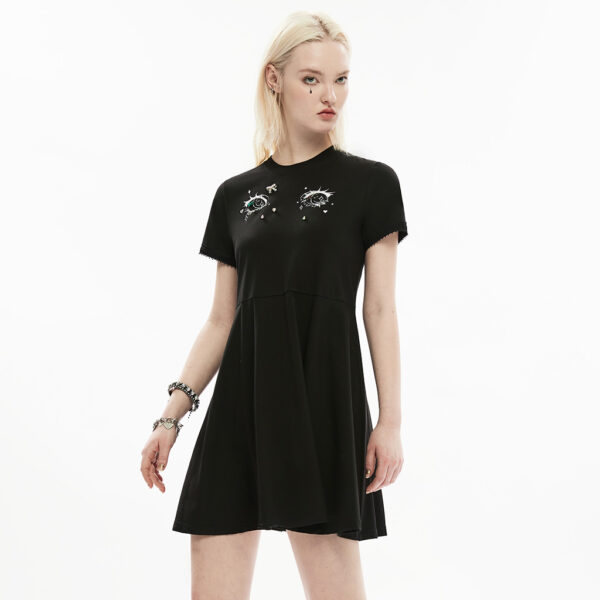 Dark Casual Print Lace Dress - Image 2