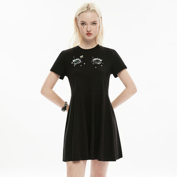 Dark Casual Print Lace Dress - Image 3