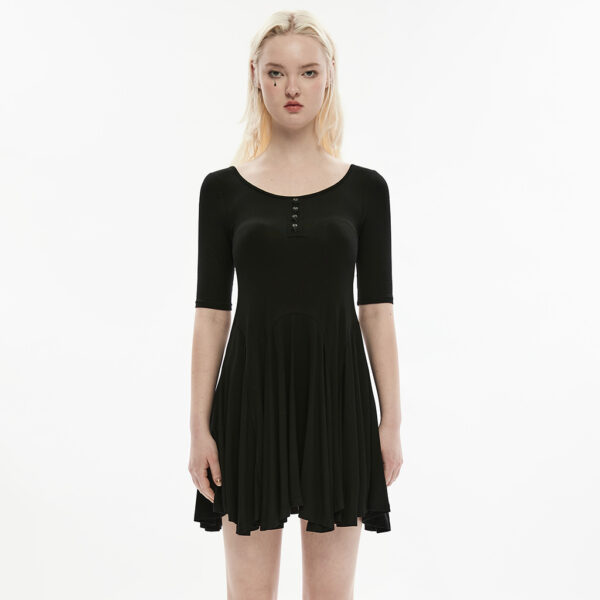 Goth Round Neck Wide Hem Dress