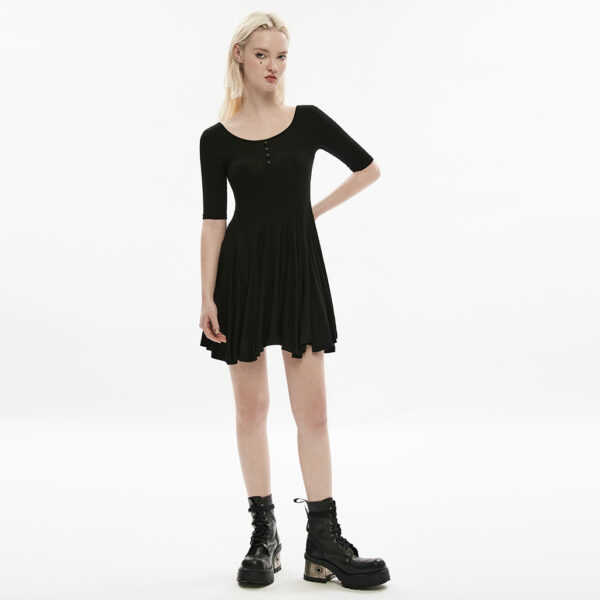 Goth Round Neck Wide Hem Dress - Image 4