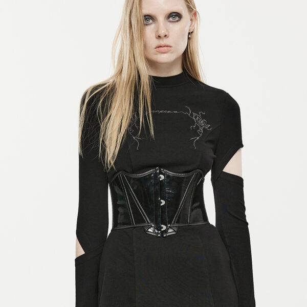 Goth Bat Shape Bright PU Waist Belt