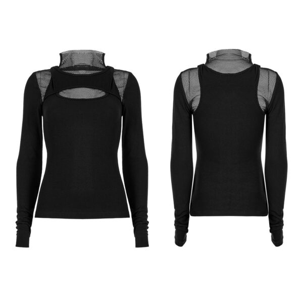 Punk Mesh Knit Long Sleeve T-Shirt - Image 5