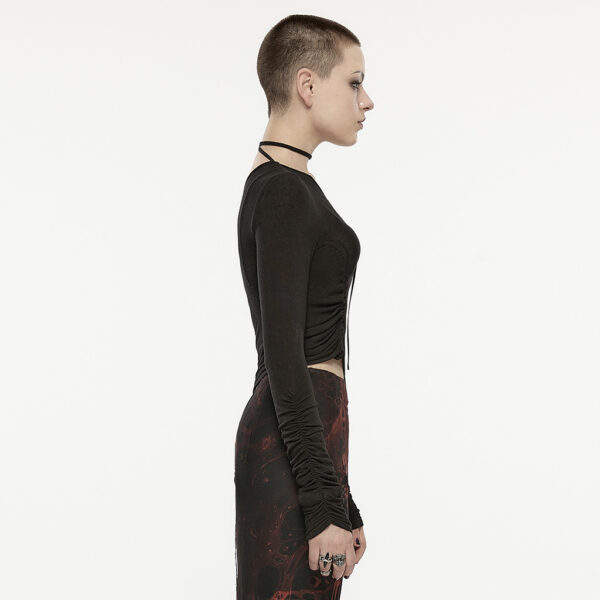 Punk Rave Asymmetric Slant Neck Long Sleeve T-Shirt - Image 2