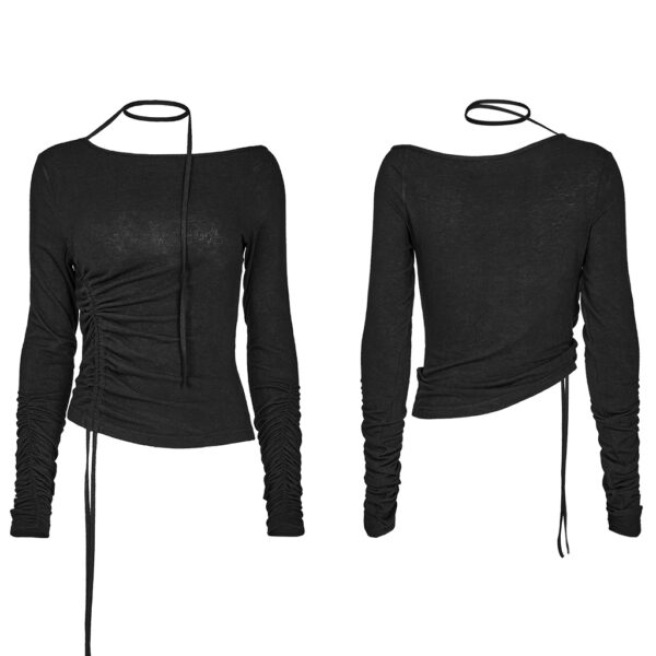 Punk Rave Asymmetric Slant Neck Long Sleeve T-Shirt - Image 5