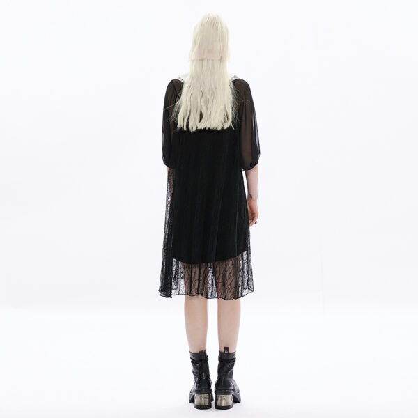 Goth Double-Layered Medium Sleeve Lace Dress - Image 4