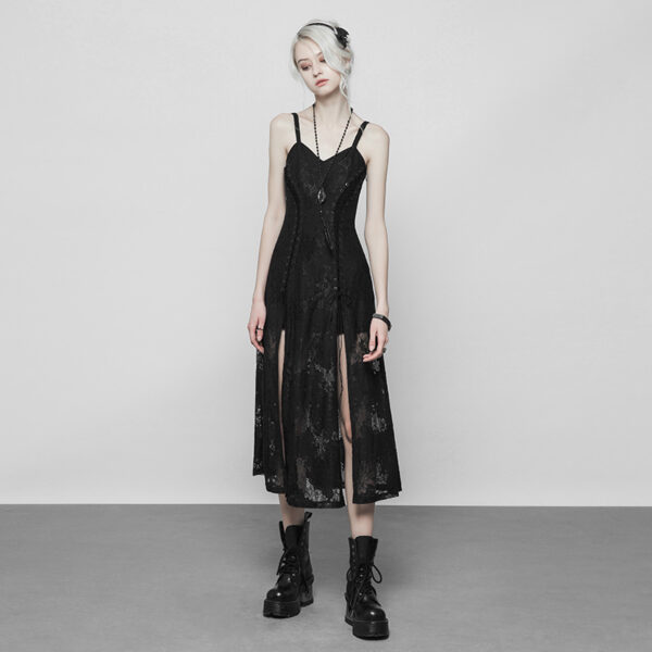 Goth Black Lace Slip Dress