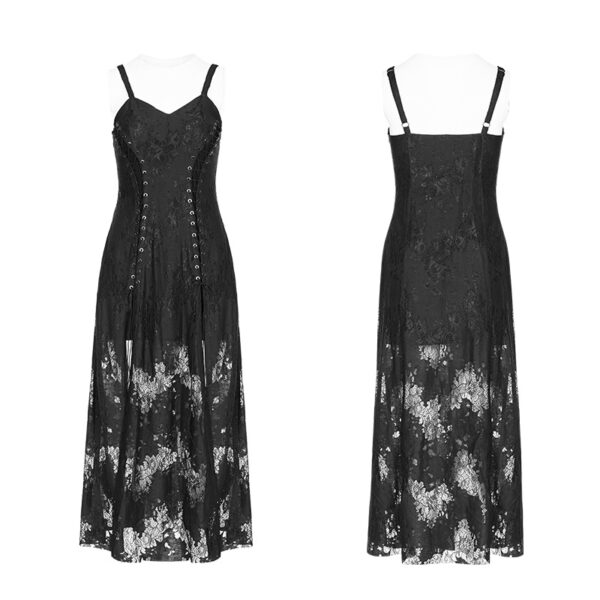 Goth Black Lace Slip Dress - Image 4