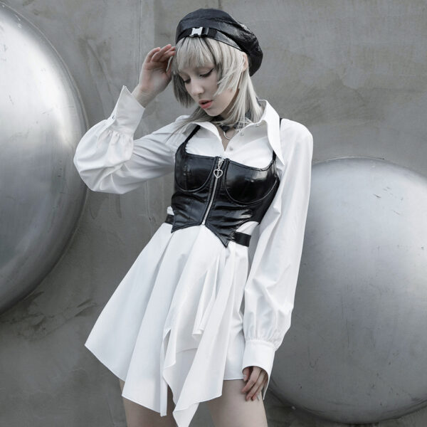 Goth Asymmetric Lower Hem Shirt Dress