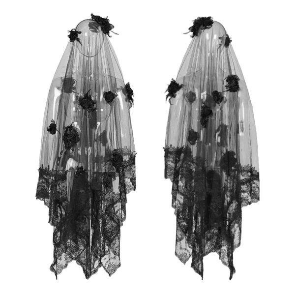 Gothic Punk Long Lace Wedding Veil - Image 5