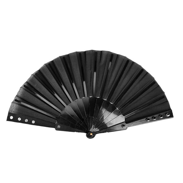 Punk Rave Black Rivets Folding Fan - Image 4