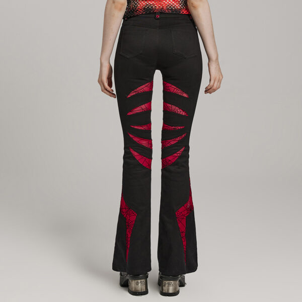 Goth Spider Mesh Flare Punk Trousers - Image 3