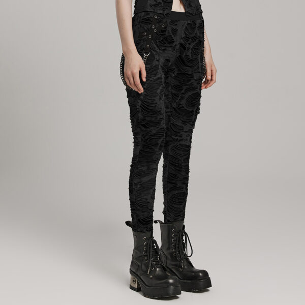 Decayed Style Design Punk Black Trousers - Image 2