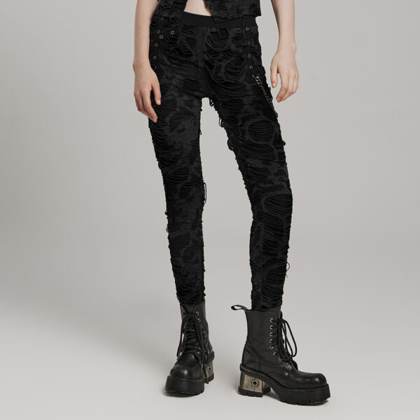 Decayed Style Design Punk Black Trousers - Image 4