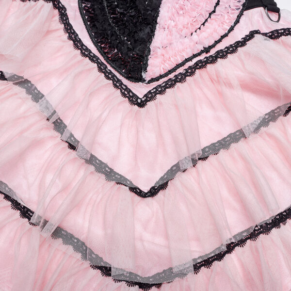 Lolita Pink Ruffed Layered Tulle Splicing Punk Skirt - Image 9