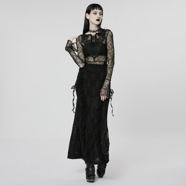 Gothic Perspective Ruffle Fishtail Skirt - Image 4