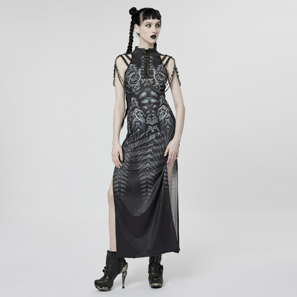 Cyberpunk Metal Chains Sleeveless Long Dress