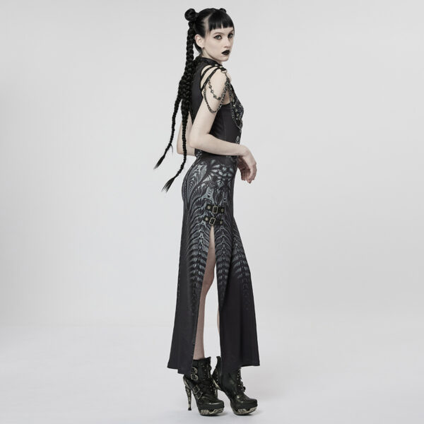 Cyberpunk Metal Chains Sleeveless Long Dress - Image 2