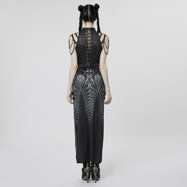 Cyberpunk Metal Chains Sleeveless Long Dress - Image 3