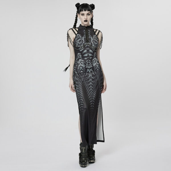 Cyberpunk Metal Chains Sleeveless Long Dress - Image 4