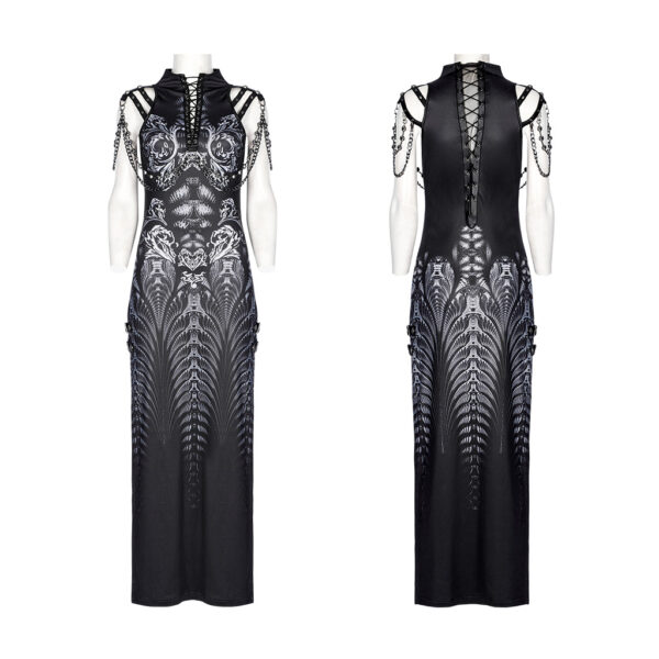 Cyberpunk Metal Chains Sleeveless Long Dress - Image 5